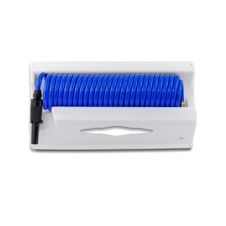 Whitecap 25 ft L Coil Hose W/ Adjustable Nozzle, Polyurethane Tube, Blue P-0443